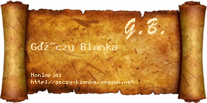 Géczy Bianka névjegykártya
